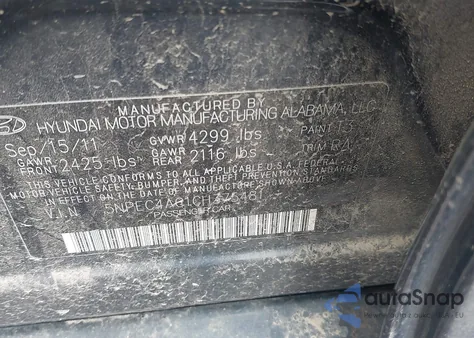 2012 Hyundai Sonata Limited z USA, uszkodzony, nr VIN 5NPEC4AC1CH375481